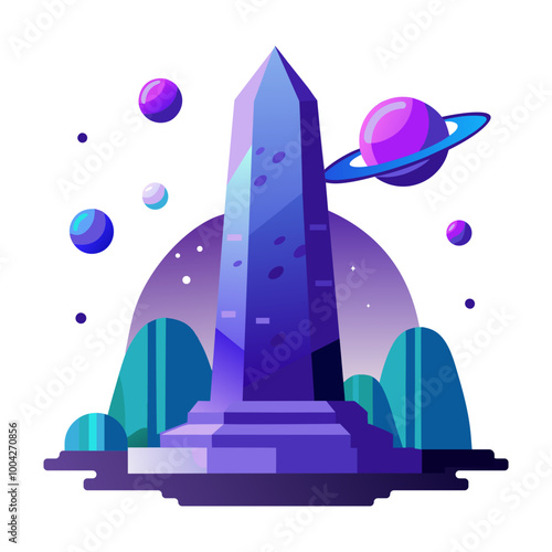 Space pillar icon in flat style 