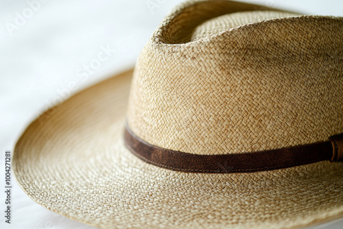 Travel hat with a wide brim on a white background photo