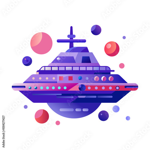 Alien spaceship icon in flat style 