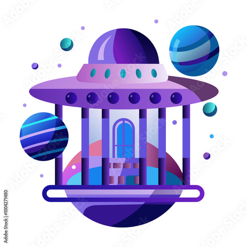 Space portal icon in flat style 