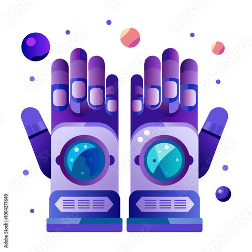 Space gloves icon in flat style 