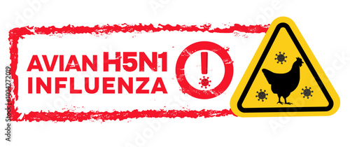 attention, alert, early warning of the spread and transmission of plague, epidemic or pandemic virus avian influenza, bird flu H5N1 and H3N8 with stamp written the sentence 'Avian Influenza H5N1'