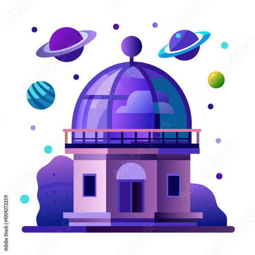 Space portal icon in flat style 