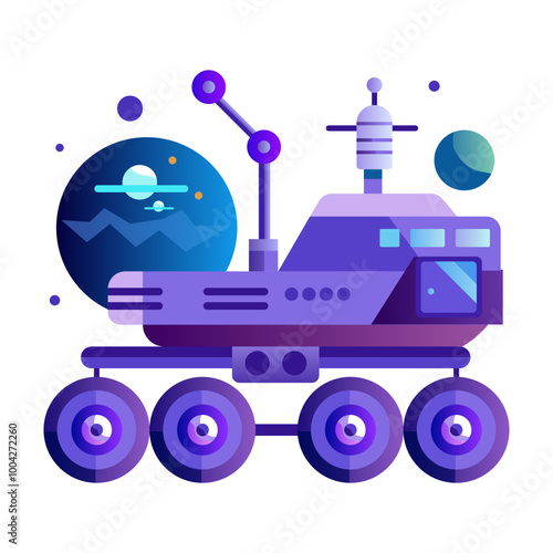 Space car icon in flat style 