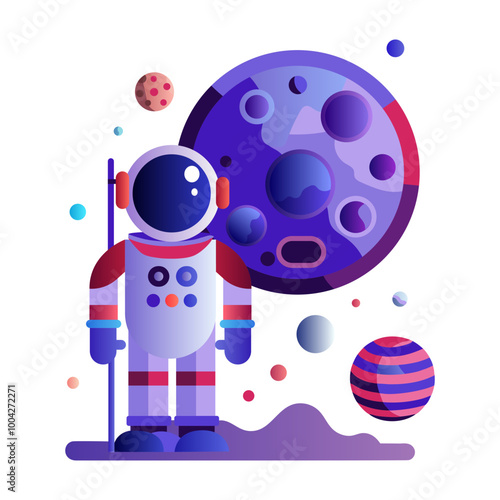 Astronaut icon in flat style 