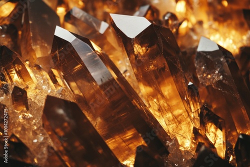 Crystalline rocks with smooth surfaces and pointy tips.