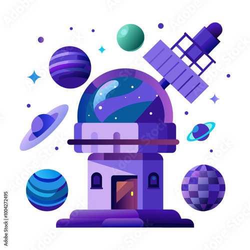 Space portal icon in flat style 