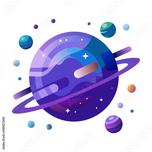 A flat style icon of a planet in space 
