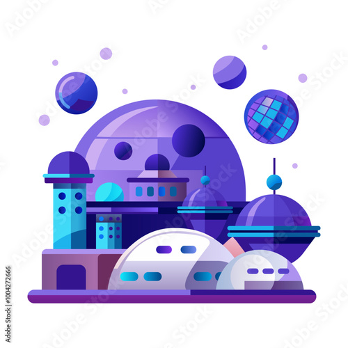 Space portal icon in flat style 