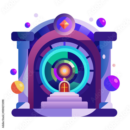 Space portal icon in flat style 