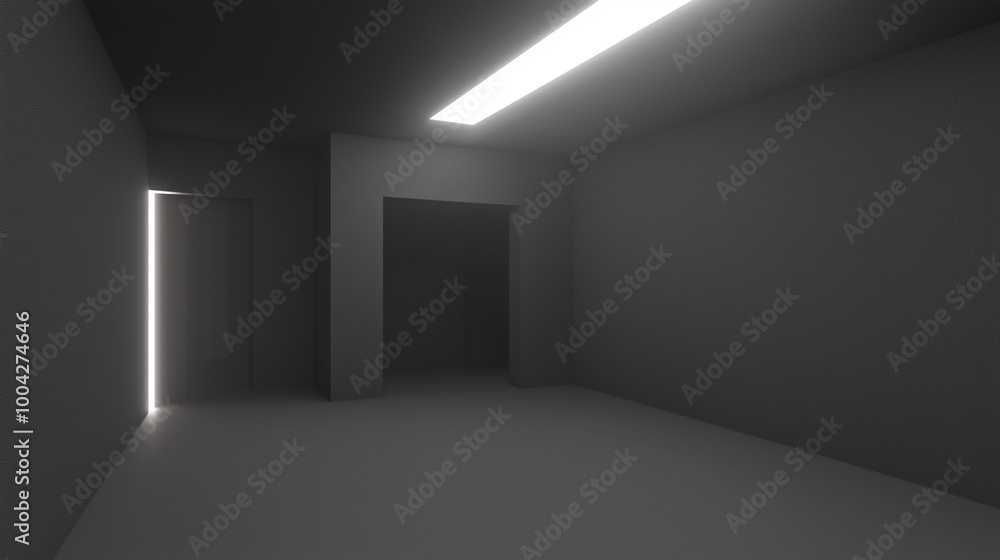 A stark, minimalist image of a dimly lit corridor with a single overhead light, evoking a sense of mystery and isolation. A stark, minimalist image of a dimly lit corridor with a single overhead light, evoking a sense of mystery and isolation.