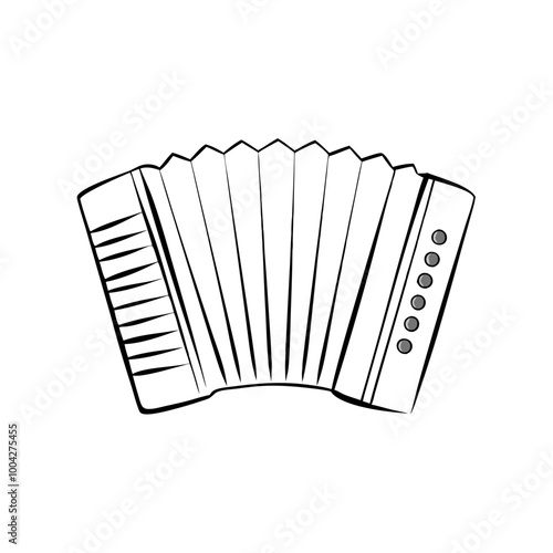 Black and white accordion icon in simple line art