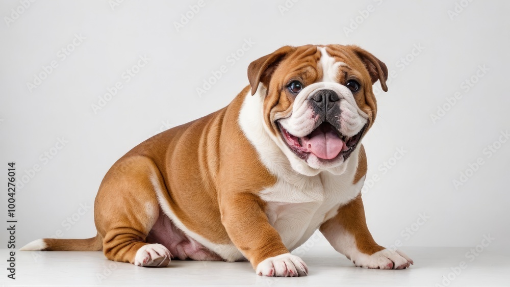 Portrait of Red english bulldog on grey background Portrait of Red english bulldog on grey background