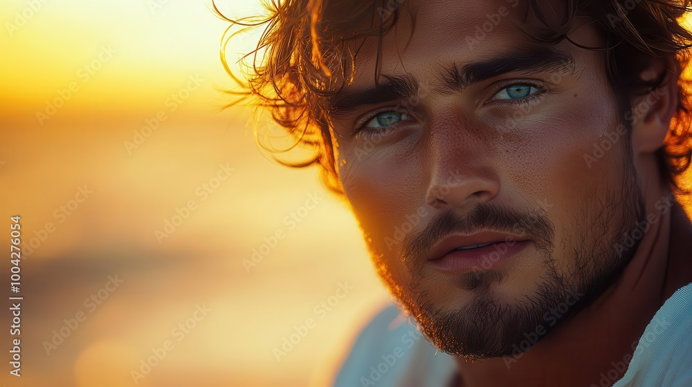outdoor portrait of a handsome man by the seaside during the golden hour warm light casting a flattering glow capturing a candid and charismatic essence outdoor portrait of a handsome man by the seaside during the golden hour warm light casting a flattering glow capturing a candid and charismatic essence