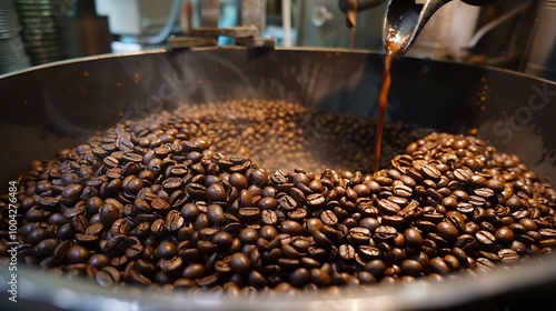 Thousands of beans from coffee in an empty vessel