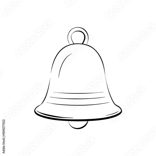 Silver bell icon in black and white, simple vector