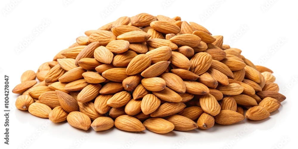 Pile of raw almonds isolated on white background Pile of raw almonds isolated on white background