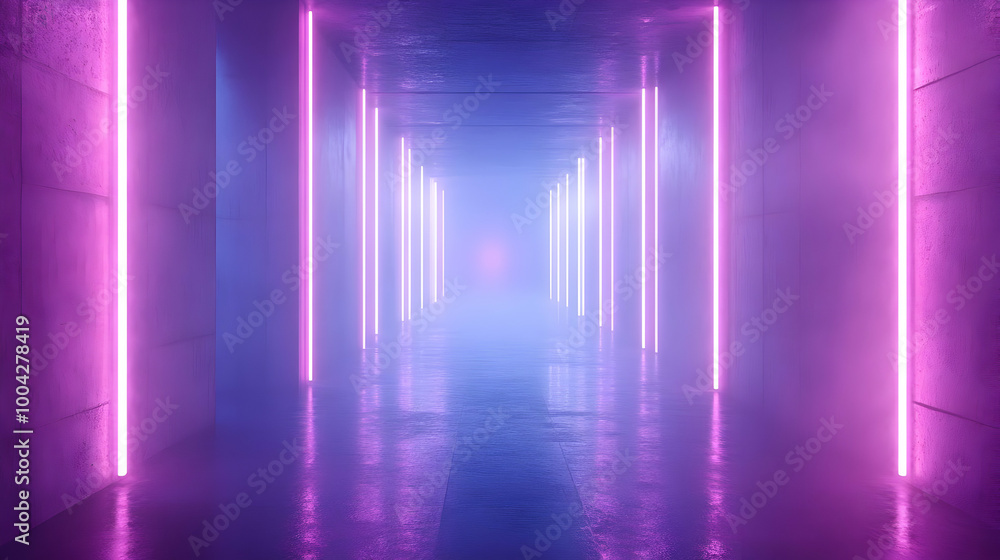 Neon Lights Corridor - 3D Render Neon Lights Corridor - 3D Render