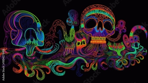 Psychedelic Neon Intertwining Design