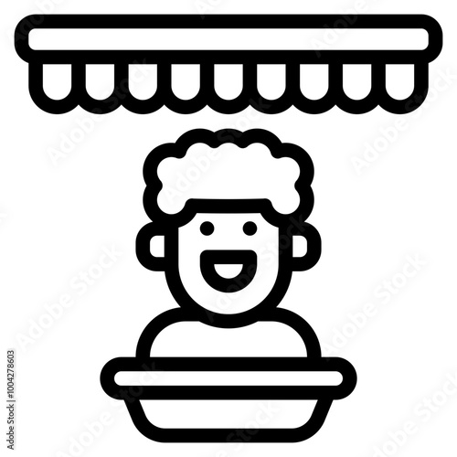 bazaar seller outline icon and illustration