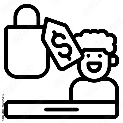 bazaar trade outline icon and illustration