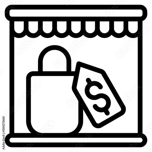 bazaar market outline icon and illustration