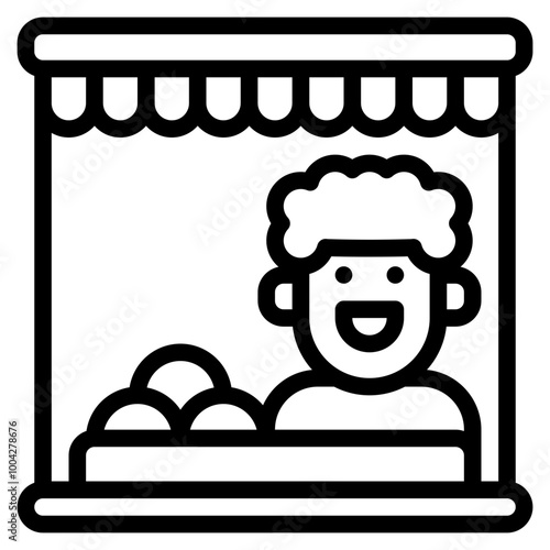 bazaar shop outline icon and illustration