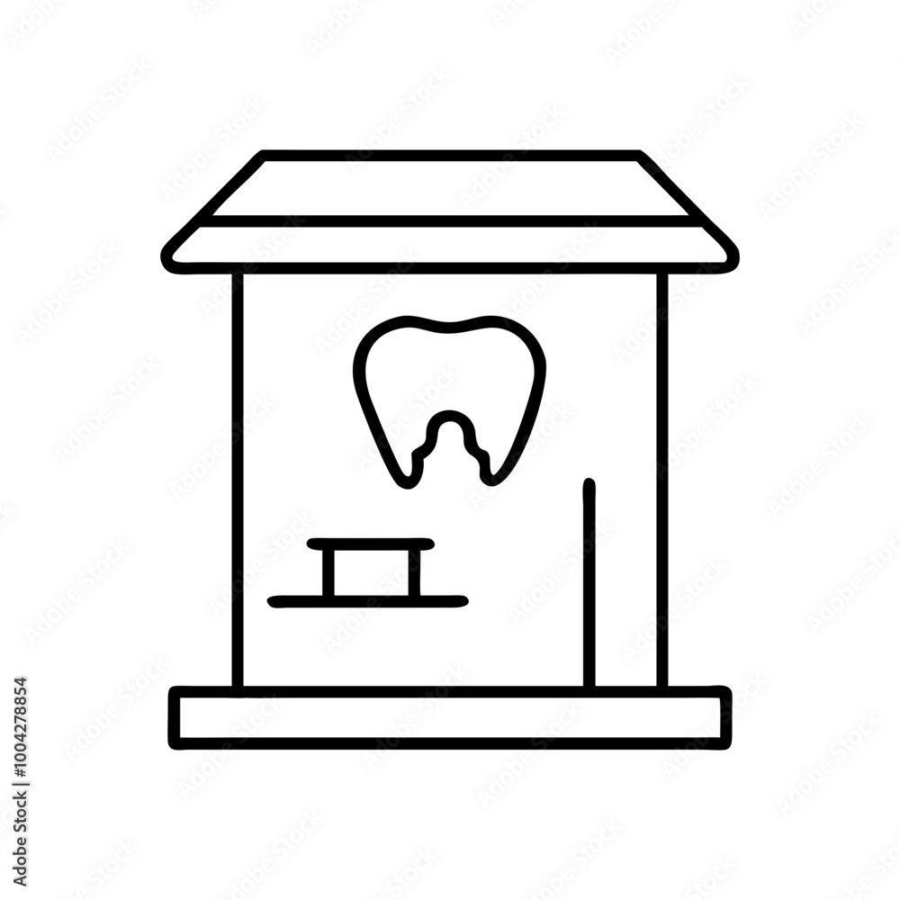 Fototapeta premium Dental clinic sign icon with tooth outline, simple monochrome vector