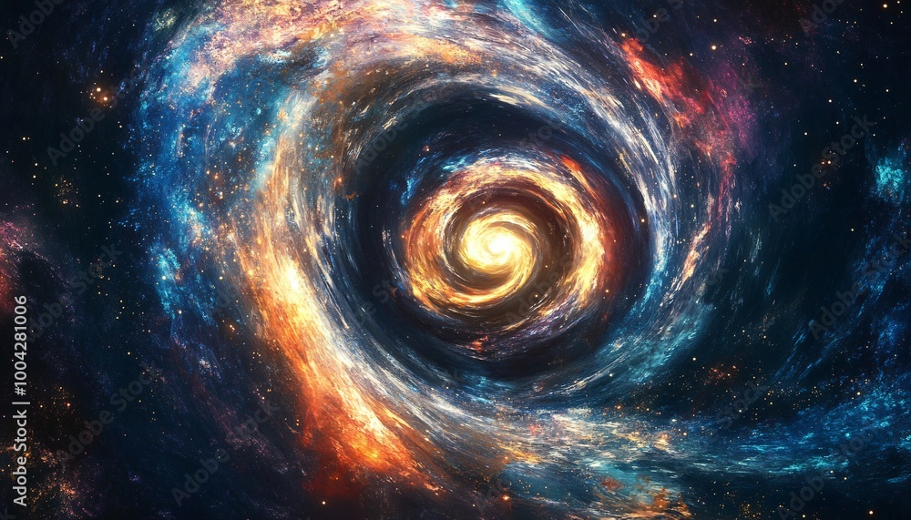 Abstract spiral galaxy swirl in dark space, star light texture, fractal design for wallpaper Abstract spiral galaxy swirl in dark space, star light texture, fractal design for wallpaper