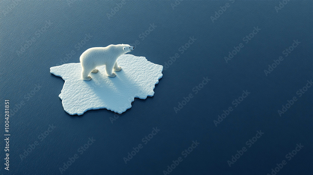 Polar bear on melting ice in ocaen copy space 3D illustration Polar bear on melting ice in ocaen copy space 3D illustration