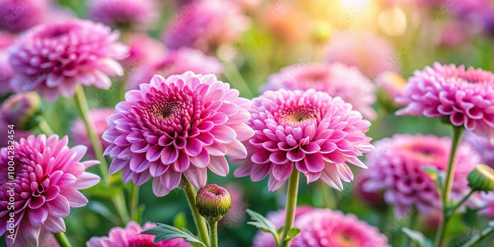 Pink chrysanthemums in garden Pink chrysanthemums in garden