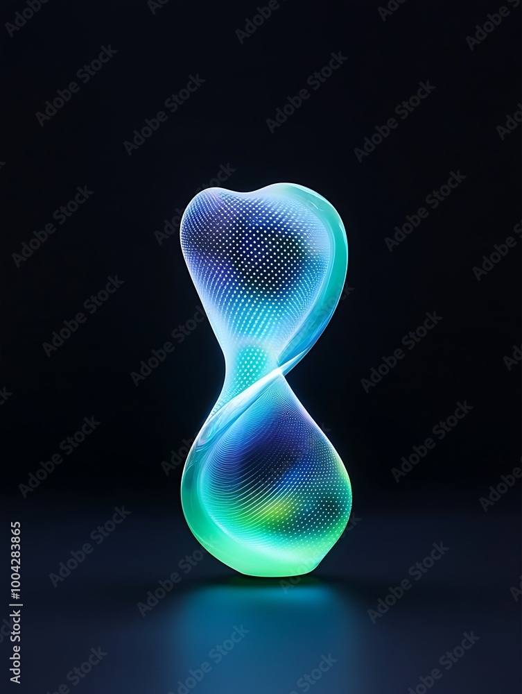 Abstract glowing sculpture with vibrant colors on a dark background. A minimalist poster in metallic and chrome gradient style. Abstract glowing sculpture with vibrant colors on a dark background. A minimalist poster in metallic and chrome gradient style.