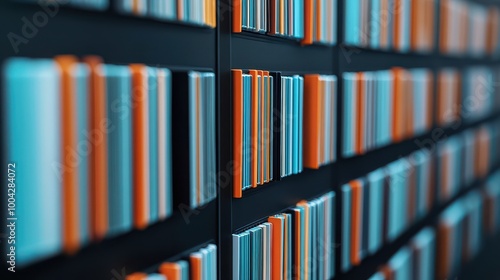 Wallpaper Mural A close-up view of a colorful bookshelf filled with neatly arranged books, showcasing vibrant covers and varied sizes. Torontodigital.ca