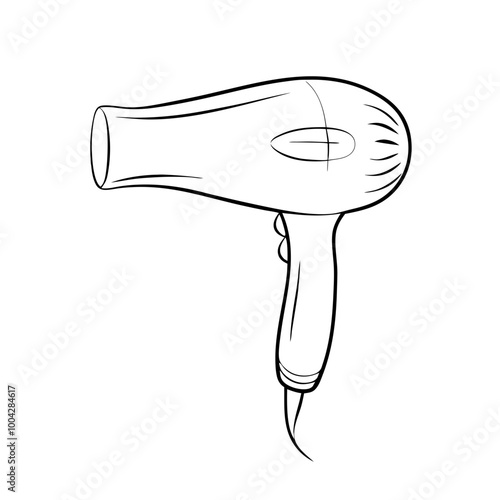 Hairdryer icon in simple white and gray line art style