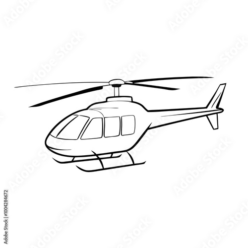 Helicopter icon in simple black and white line art