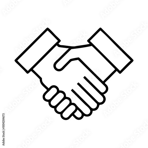 Handshake icon in black and white simple line art