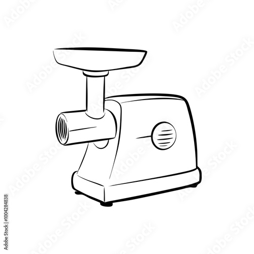 Meat grinder icon in black outline