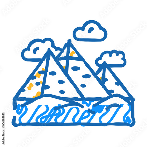 pyramid construction doodle icon sketch vector. pyramid construction sign. isolated symbol illustration