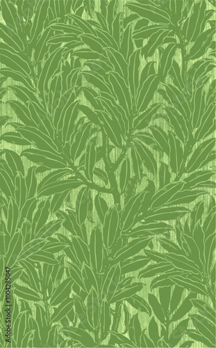  vintage green leaf pattern on a textured background, perfect for wallpaper or textile design.