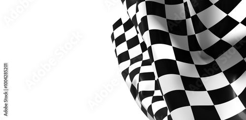 Принти на полотні Image of motor racing black and white checkered finish flag waving