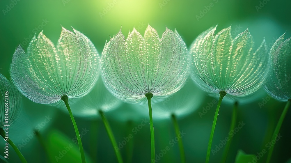 Delicate flowers with droplets against a soft green background. Delicate flowers with droplets against a soft green background.