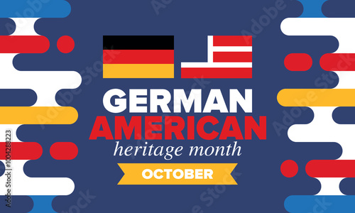 German-American Heritage Month. Happy holiday celebrate annual in October. Germany and United States flag. Culture month. Patriotic design. Poster, card, banner, template. Vector illustration