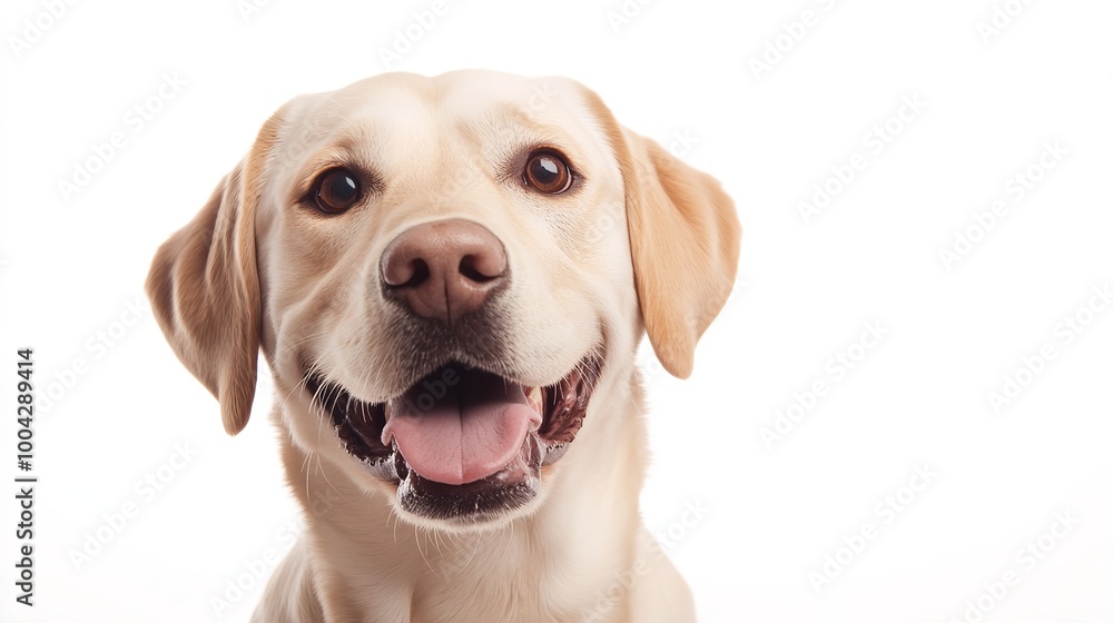 Portrait of a Blond Labrador Retriever Dog Looking - White Background
Portrait of a Blond Labrador Retriever Dog Looking - White Background