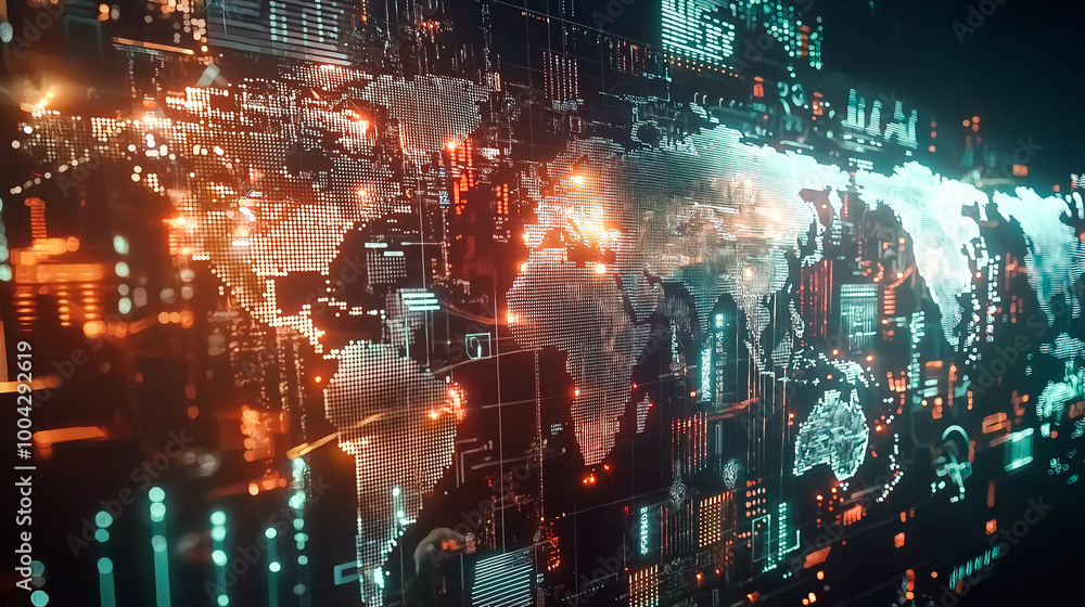 Futuristic Data Visualization Concept in Vibrant Neon Colors Futuristic Data Visualization Concept in Vibrant Neon Colors