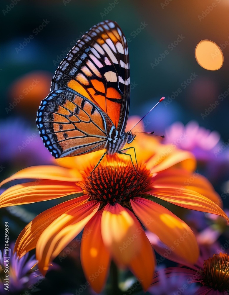 Butterfly on orange flower Butterfly on orange flower