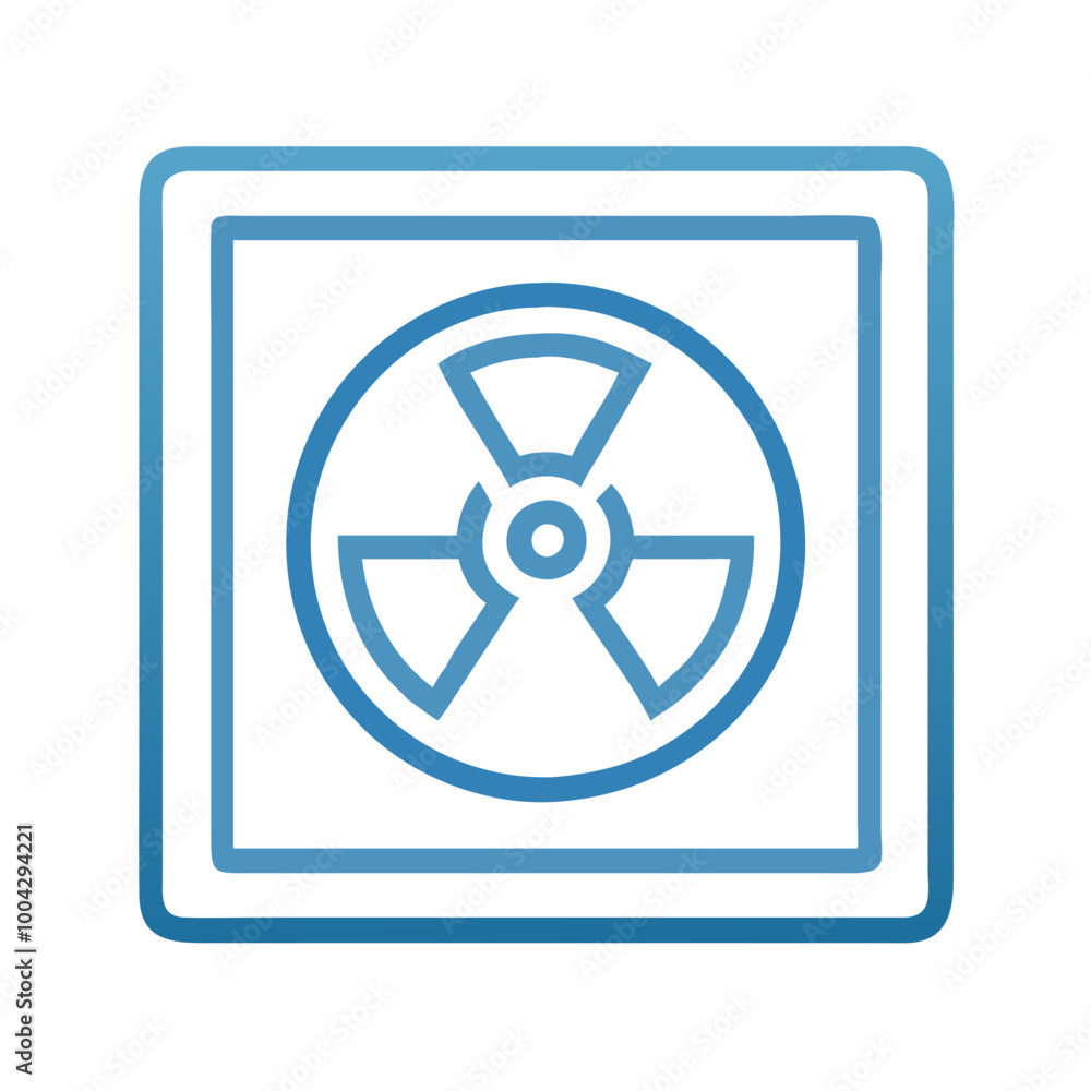 Radiation hazard symbol icon in blue line art style Radiation hazard symbol icon in blue line art style
