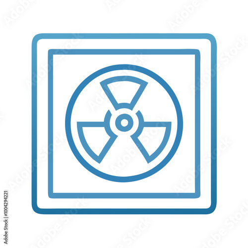 Radiation hazard symbol icon in blue line art style