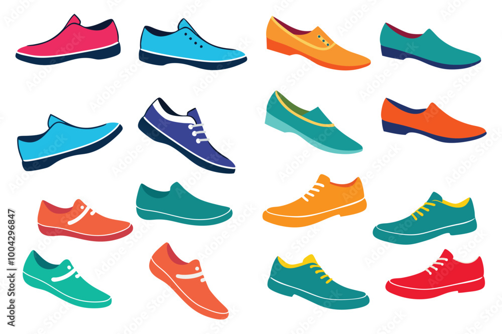 A vibrant set of eight colorful and stylish shoe illustrations, perfect for adding personality to any design. These playful and unique shoes are ideal for fashion, branding, or creative projects.
A vibrant set of eight colorful and stylish shoe illustrations, perfect for adding personality to any design. These playful and unique shoes are ideal for fashion, branding, or creative projects.