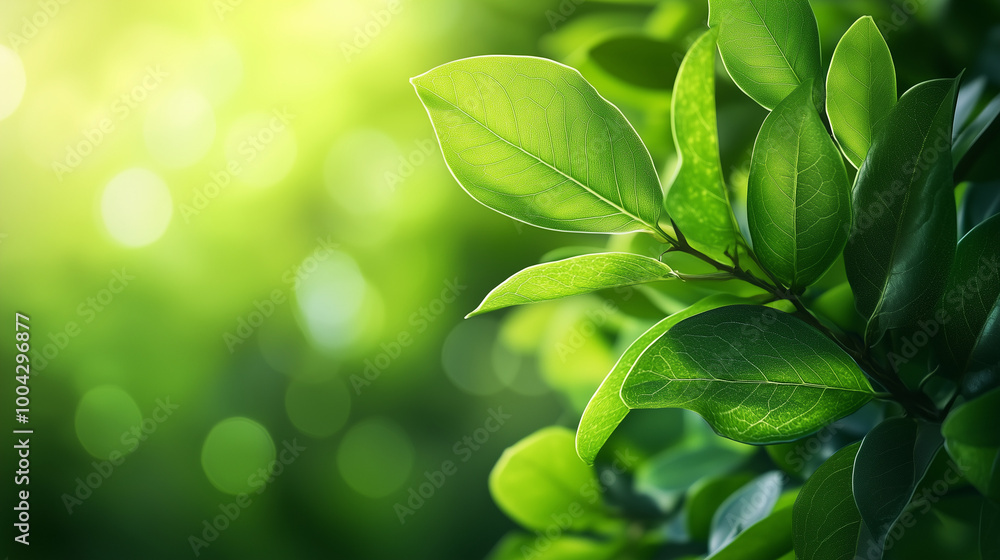 Modern leaf color on blurred green background. Background for banners or posters with copy space.