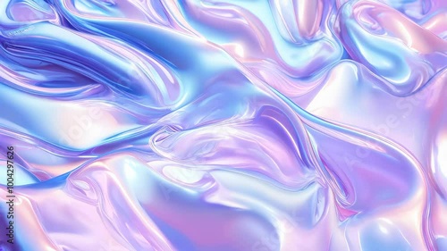Iridescent Pastel Waves with Shimmering Light Effects. Dynamic Glossy Folds in Vibrant Pastel Hues.